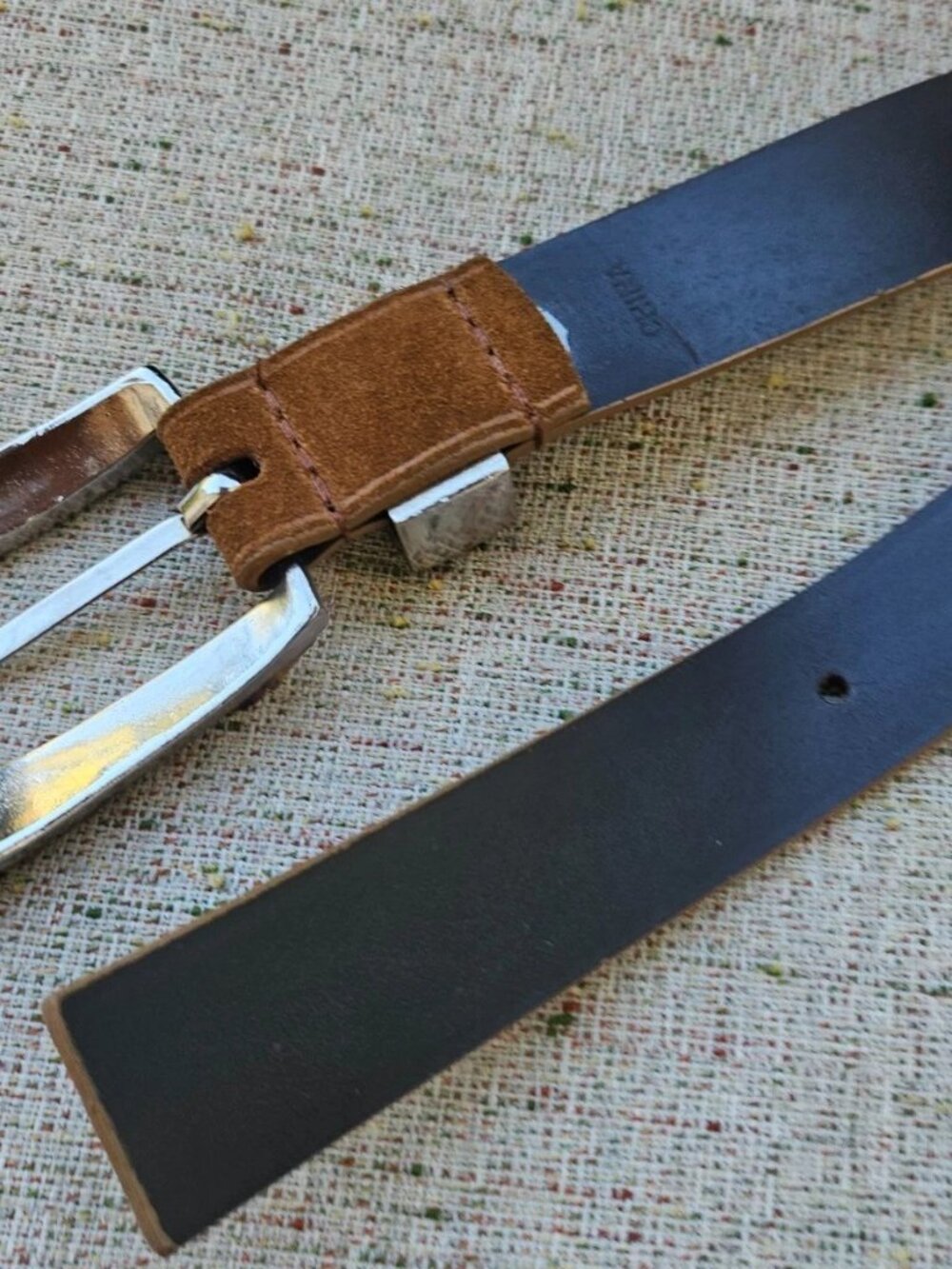 Vintage Nine West Belt Genuine Leather Brown Suede Waistband Size Large - Picture 14 of 14